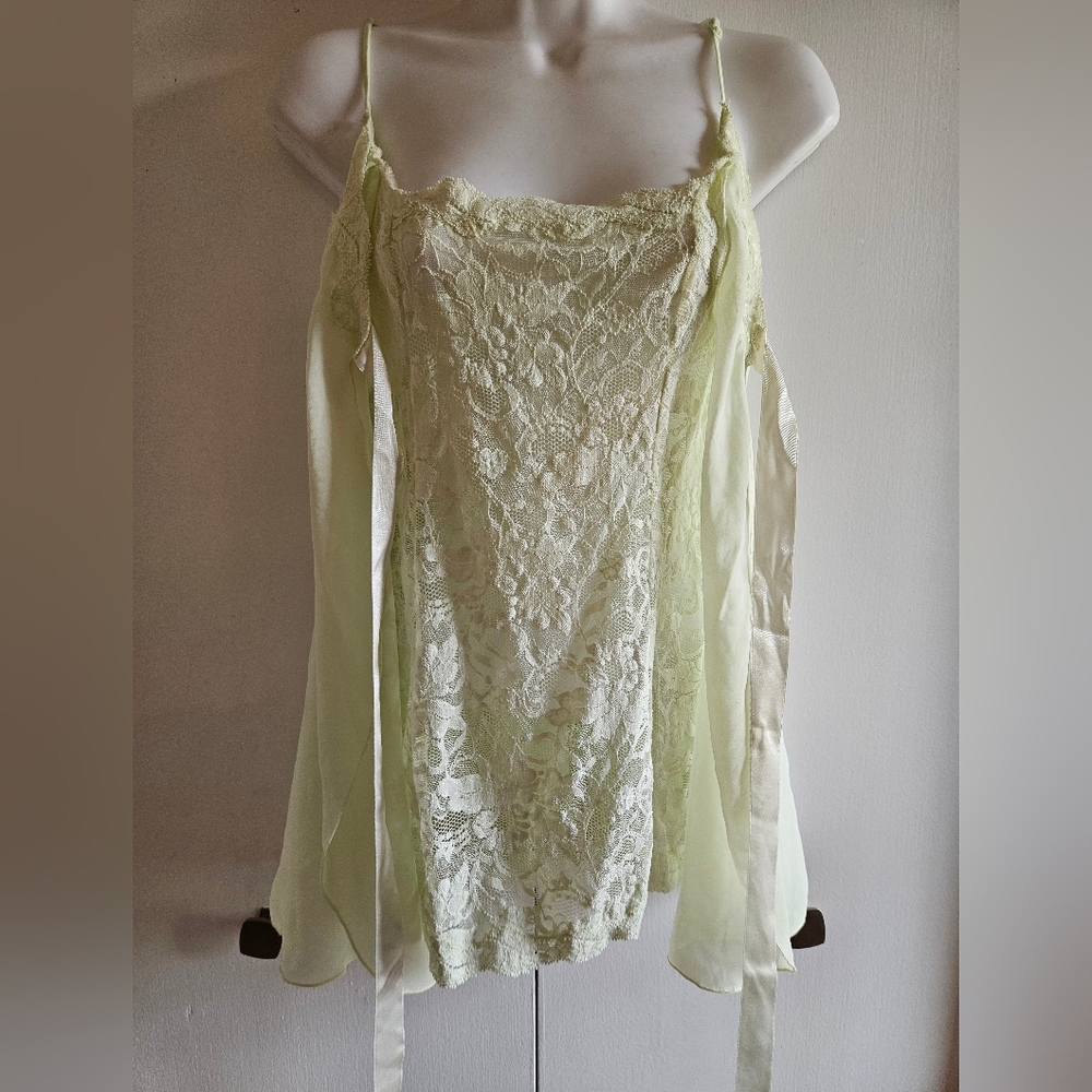 Victoria's Secret Mint Green Lace Chemise Overlay Satin Size XS - Picture 3 of 11